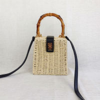 2022 Rattan Beach Top Handle Bags Woven Straw Shoulder Bags Women Vacation Summer Knitting Small Lady Crossbody Messenger Bags