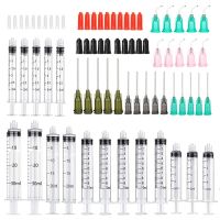 Plastic Syringes Set 14ga-23ga Blunt Tip Needle with Caps Luers Slip Syringe Glue Applicator Multi-functional