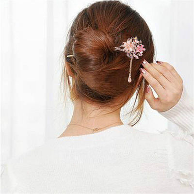 Women Stylish Flower Vintage Wooden Hair Stick Pin Handmade