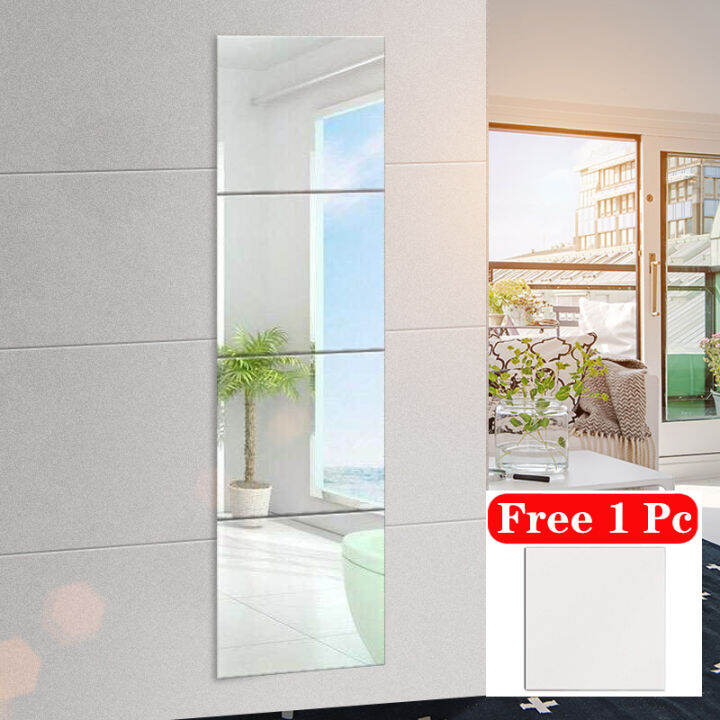 5Pcs/Set 12'' x 12'' HD Square Glass Mirror Full Length Wall Mirror