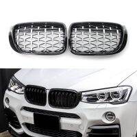 มาใหม่ล่าสุดเป็นคู่ตะแกรงไตด้านหน้ารถสไตล์เพชรประดับรถ BMW X3 F26 F25 X4 2014-2018แต่งรถ