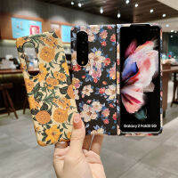 เคสโทรศัพท์เรืองแสงกลางคืนสำหรับ Samsung Galaxy Z Z Fold 3 Z 4 Z Fold3 Z Z Fold4แฟชั่น French INS Frosted ลายนูนรูปดอกไม้ที่สร้างสรรค์ส่วนบุคคลพับฝาครอบโทรศัพท์