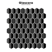 Glascera กระเบื้องโมเสคแก้ว ชนิดผิวมัน สีสันสวยงาม ไม่ดูดซึมน้ำ ไม่เกิดเชื้อรา ตกแต่งภายในและภายนอก Hexa Black