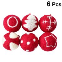 6pcs Xmas Decoration 6cm Wool Ball Durable Decorative Hanging Ornaments Pendants for Window Ceiling Christmas Tree