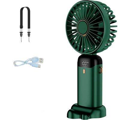 Handheld Fan, Mini Portable Personal Fan USB Rechargeable, Small Pocket Fan with Strap and Base 5 Speeds