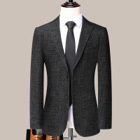 Four seasons with mens fashion casual suit jacket thick coat Korean version slim small suit Spring and Autumn single west jackt