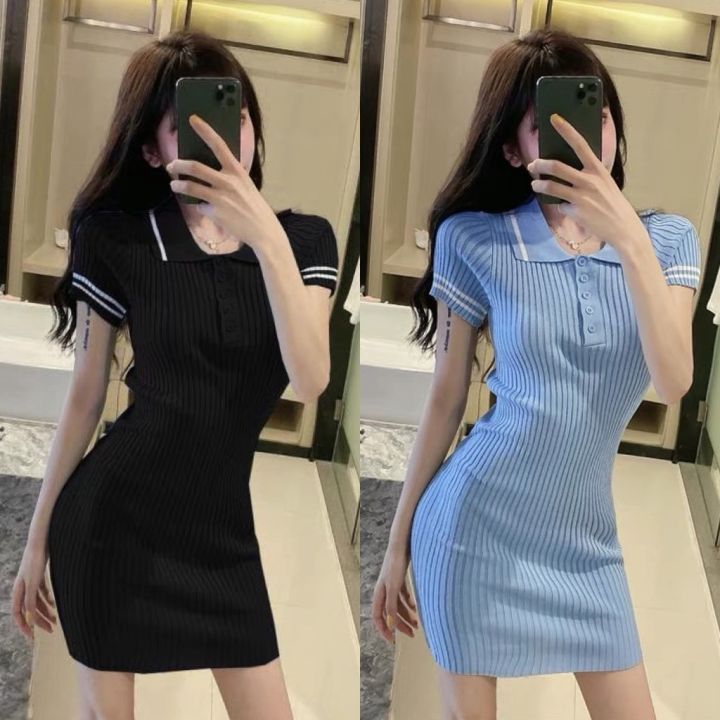 Váy body polo nữ len ngắn dáng ôm co dãn 4 chiều  Váy xinh đầm đẹp Quảng  Châu cao cấp  Váy polo body đen  Buy Váy body polo nữ