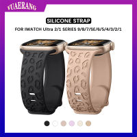 VUAERANG สายซิลิโคนสำหรับสายคาด Apple Watch 49มม. 45มม. 44มม. 42มม. 41มม. 40มม. 38มม. สายรัดข้อมือสลักลายปะการังสำหรับ I Watch Ultra 2/1 Series 9/8/7/SE/6/5/4/3/2/1อุปกรณ์เสริม Smartwatch