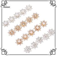 JKIMNAD 10PCS 16MM หัตถกรรม เครื่องประดับกิ๊บ ชุบ ปุ่มเกล็ดหิมะ ปุ่ม Rhinestone หัวเข็มขัดไข่มุก ตัดเย็บเสื้อผ้า