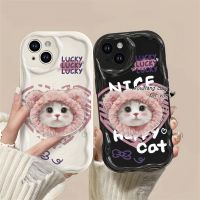 เคส RouJiang สำหรับ iPhone 15 14 13 12 11 Pro Max X XR Xs Max 8 7 6S Plus SE 2020 INS ลูกแมวน่ารักและสวยงามพร้อมขายึดเดียวกัน