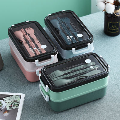 New Lunch Box Bento Box for Student Office Worker Double-layer Microwave Heating Lunch Container Food Storage Container