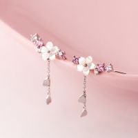 Hot Sell Shell cherry tassel ear hooks simple Fashion Flower Cherry Blossoms Design Lady Women Girl Drop Earrings Jewelry Gift