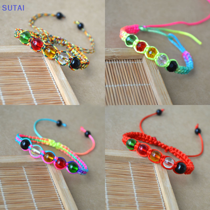 lowest-price-sutai-สร้อยข้อมือถักทำด้วยมือปรับได้ฮวงจุ้ยห้าองค์ประกอบของธรรมชาติสร้อยข้อมือเครื่องประดับของขวัญ