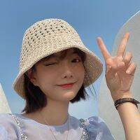 HOT★Summer Women Breathable Hollow Knit Bucket Cap Outdoor Fashion Joker Dome Sun Hat Wide Brim Foldable Beach Hat for Female