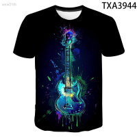 2023 New Casual T-shirt, Short Sleeved, Printed with Street Style 3d Guitar Cartoon Pattern, Suitable for Summer Wear by Men And Women. Unisex