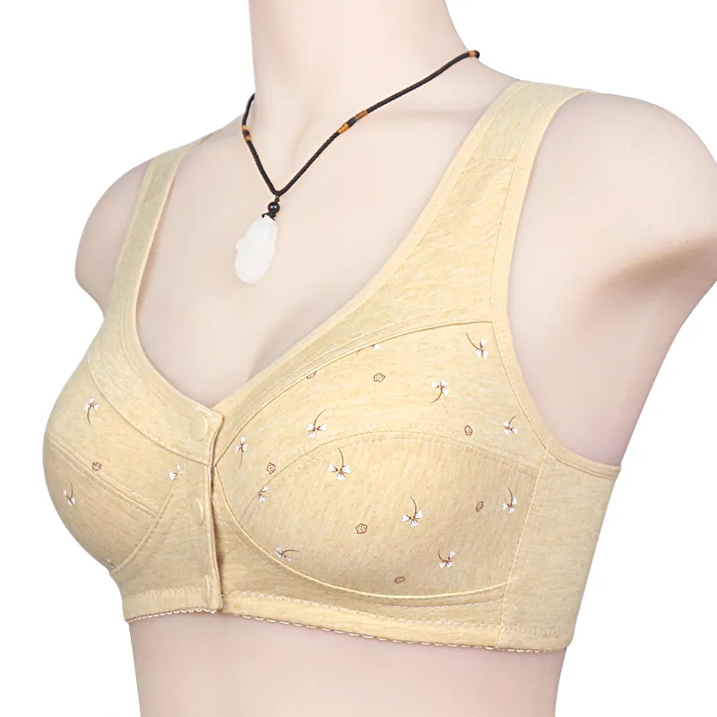 2022 New Bra Cotton Women Wire Free Bras Front Closure Brassiere Female  Confortable Underwear Everyday Large Bust 52BC 50BC Cup
