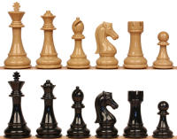ตัวหมากรุกสากลอะคริลิคลายไม้(สีครีมดำ) 4 1/4" Kings Knight Series Resin Chess Set with Black &amp; Wood Grain Pieces