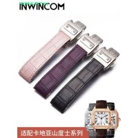 Suitable For Substitute Santos Genuine Leather Strap Bamboo Pattern Men Women Series 20 23 24Mm 0228