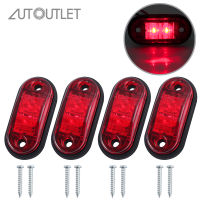 AUTOUTLET 4ชิ้น LED ด้านหน้าเครื่องหมายด้านข้างไฟแสดงสถานะ12โวลต์24โวลต์รถยนต์รถบรรทุกรถตู้รถพ่วงสีแดง