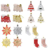 4Pcs Hanging Christmas Decor Assorted Set Plastic Colorful Christmas Tree Pendant 2022 Christmas Decorations For Home New Year