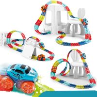 138 Pcs Car Track for Childrens Railway Racing Toy Flexible DIY Road Track Assemble Flash Light Car Kids Children New Year Gift