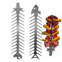 ไม้เสียบบาร์บีคิวทำจากโลหะสำหรับทำทรงก้างปลาสแตนเลสเสียบก้างปลาใช้ตะแกรงโลหะป้องกันสนิม