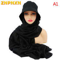 [ZNPNXN] Musim Women Chiffon Hijab With Bucket Hat Cap Summer Fisherman Caps