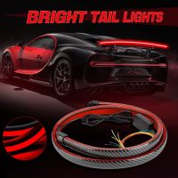 OKEEN 115cm LED Spoiler Light For Car Universal Black Carbon Fiber Car Stop Signal Trunk Light Auto Rear Warning Tail Lights 12V