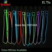 10 colors Select Fashion GLowing wedding EL wire Neck tie strip LED Neon Making Fashion Accessories men necktie Party Decoration