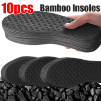 10Pcs ระงับกลิ่นกายเท้า Insoles ถ่านไม้ไผ่แทรกน้ำหนักเบา Breathable บางกีฬารองเท้า Pad ดูดเหงื่อ Insole