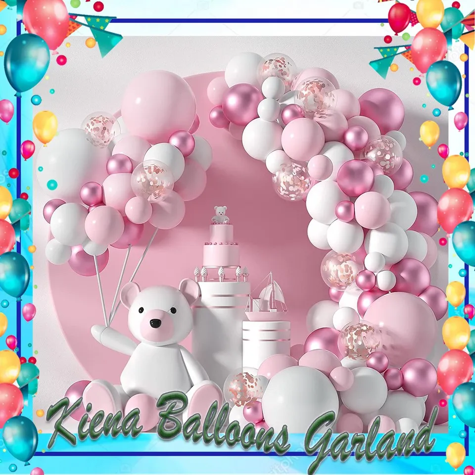 Kiena Balloons Pastel Pink Balloon Arch Garland Kit, 104 Pieces Pink White  Metallic Rose Gold Confetti Latex Balloons for Baby Shower Decorations Girl  Birthday, Wedding, Anniversary, Bridal Shower Background Decoration KB-580 |