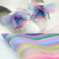 4 cm Widen Chiffon Organza Gradient Color Shoelaces 80/100/120/160 cm Length Bowknot Sneaker Sport Shoes White Shoes Laces