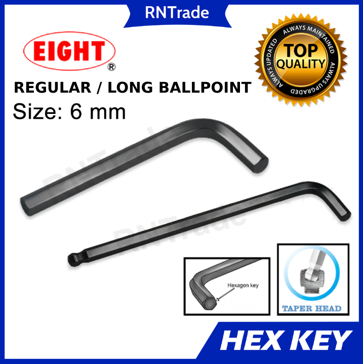 EIGHT Allen Wrench Hex Key 6mm Regular Short or 6mm Long Ballpoint