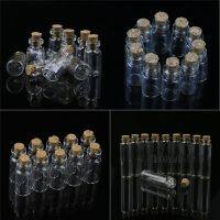 10pcs Mini Glass Wish Bottle Vial Refillable Bottles with Cork Stopper Storage Pendant 0.5/1/2/20mL Transparent Clear New Travel Size Bottles Containe