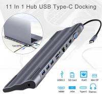 11 in 1 Usb Type C Hub To Hdmi Vga Rj45 Usb 3.0 Hub Converter with Sd/Tf Card Reader Usb C Adapter for Laptop Macbook Pro