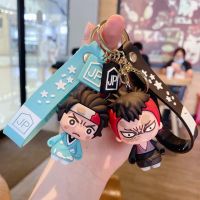 WENSH น่ารักน่ารักๆ ของขวัญสำหรับเด็ก พวงกุญแจรูปกุญแจ Kimetsu NO yaiba Scultures เพชรประดับขนาดเล็ก Tanjirou อุปกรณ์ต่อพ่วงภาพเคลื่อนไหว โมเดลหุ่นรูป พวงกุญแจปีศาจฆ่า พวงกุญแจรูปกุญแจ