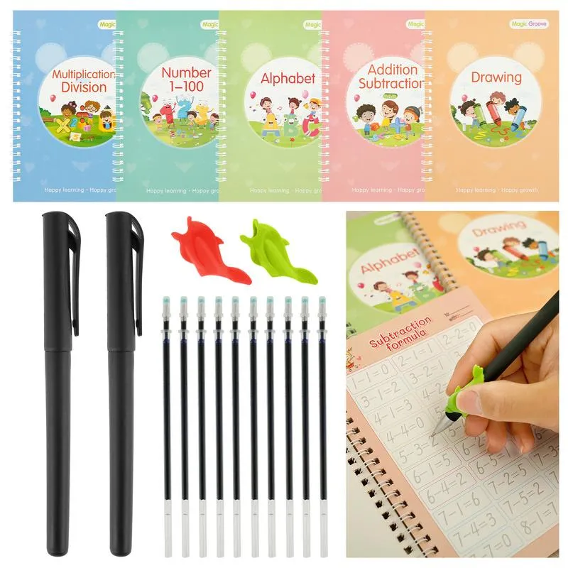 5Pcs Handwriting Practice for Kids Reusable Grooved Handwriting