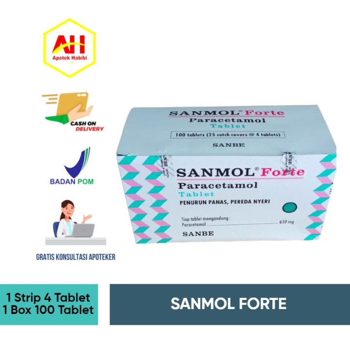 Sanmol Forte 5 Strip Isi 20 Tablet Obat Sanmol Porte Obat Penurun Panas