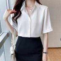 New summer short-sleeved shirt female professional white dress shirt interview work clothes loose joker chiffon blouse