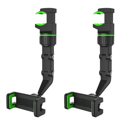 2Pcs 360°Rearview Mirror Phone Holder Car Phone Holder Mount Adjustable Universal Stable Clip Lazy Bracket