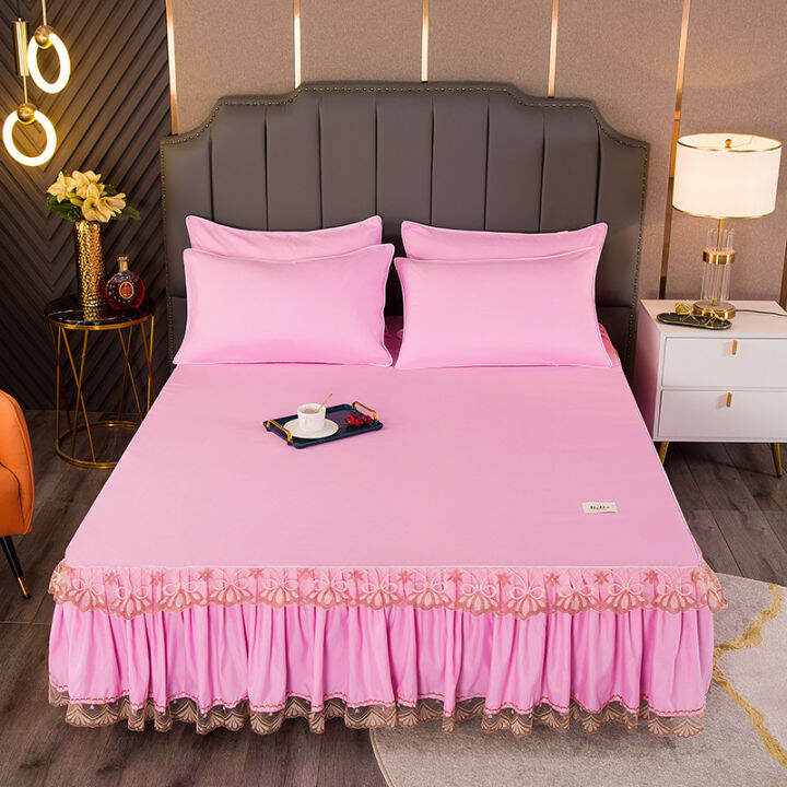 bed-skirt-without-pillowcase-soild-printed-fitted-bed-sheet-comfortable-bedsheet-king-queen-bedspread-mattress-cover