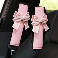 Cute Bowknot Universal Car Seat Headrest Neck Pillow Auto Seat Belt Cover Shoulder Pad Car Accessories Interior for Women Pink