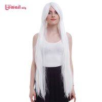 L-email wig Brand New Long Straight Cosplay Wigs 100cm/39.37inch White InuYasha Sesshoumaru Synthetic Hair Perucas Cosplay Wig Gift ของขวัญ