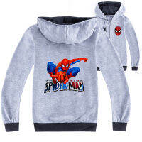 Spidermans Hooded Zipper เสื้อกันหนาวผ้าฝ้าย + โพลีเอสเตอร์ฤดูใบไม้ผลิและฤดูใบไม้ร่วงแขนยาว Boy S Black/grey Jacket สำหรับชาย15ปีหญิง3-16ปีเสื้อผ้าเด็ก