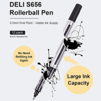 Deli 12ชิ้น Rolling Ball ปากกาหมึกแห้งเร็ว0.5มม. Extra Fine Point ปากกาเจล Liquid Ink ปากกา Rollerball ปากกา