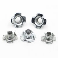 20pcs M3 M4 M5 M6 M8 M10 Zinc Plated Four Claws Nut Speaker T-nut Blind Pronged Insert Tee Nut Furniture Hardware