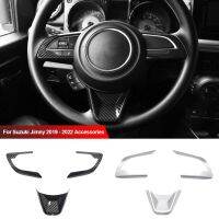 3PCS Car Steering Wheel Decoration Cover Trim Stickers For Suzuki Jimny 2019 2020 2021 2022 Accessories ABS Carbon Fiber Style