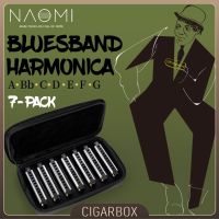 NAOMI Harmonica 7PCS Harmonicas Blues Band Harmonica Set C D E F G A Bb Key 10 Holes With Carrying Bag Harmonica Gift KIT