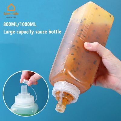 ✈❉ 800/1000ML Large Capacity Sauce Vinegar Oil Bottle/ Squeeze Condiment Ketchup Mustard Bottle With Lid Kitchen Accessories