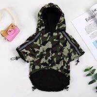 Raincoat Camouflage Hoodies Reflective Coat Waterproof Windproof Jacket Adjustable Cuff Dog Dust Coat Pet Clothing Spring Summer Clothing Shoes Access